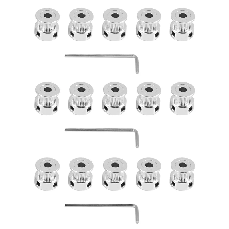 

ABIK-15PCS Aluminum GT2 Timing Belt Pulley 20 Teeth Bore 5Mm Width 6Mm And Wrench For Reprap 3D Printer Prusa I3