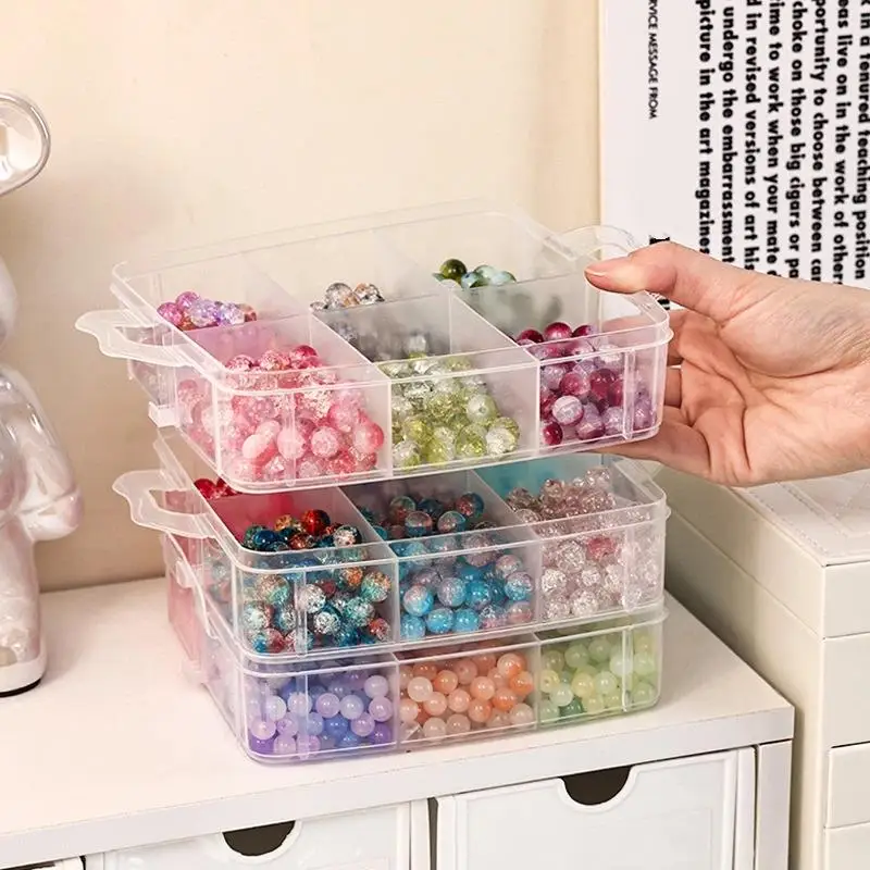 Transparent Adjustable Stackable Compartment Slot Plastic Storage Box For Organizing Toys Jewelry