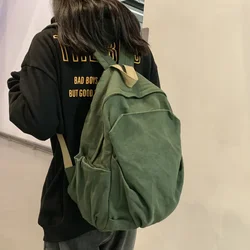 Novo japonês cor sólida mochila estudante coreano lona mochila grande capacidade bolsa de ombro duplo para mulheres mochila de viagem