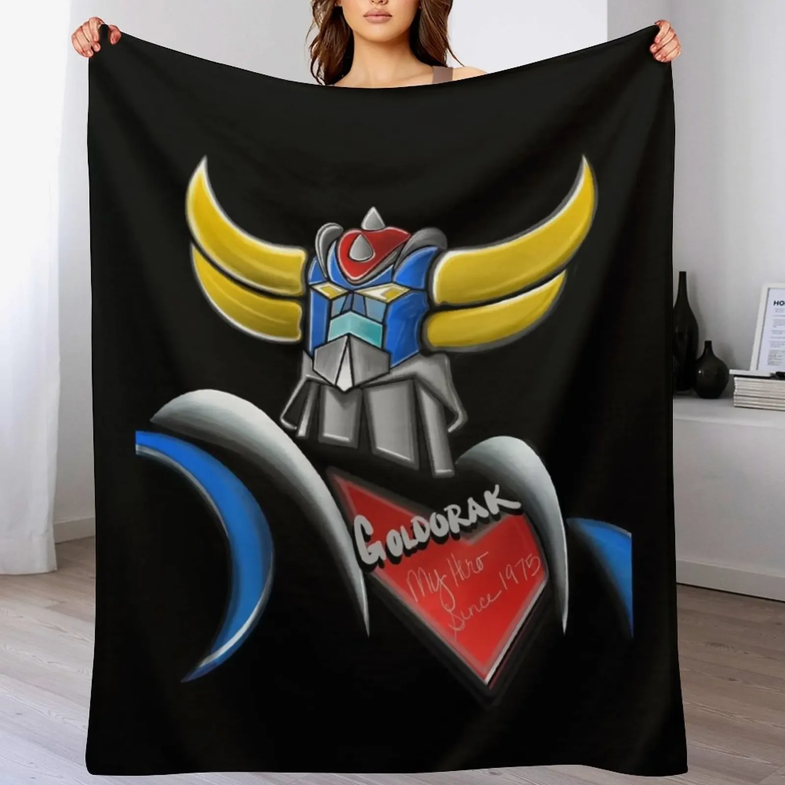 Goldorak, Grendizer, Vintage Goldorak Throw Blanket Thermals For Travel Flannel Fabric Blankets