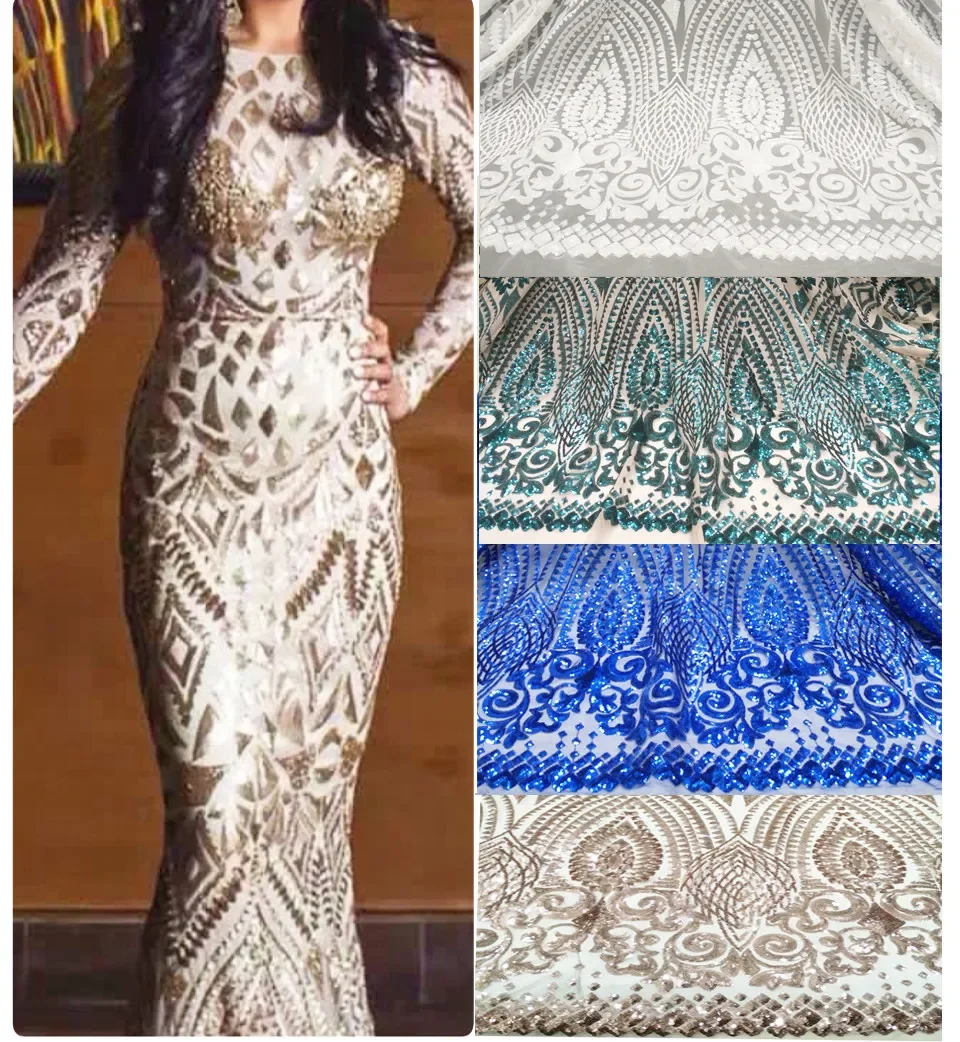 

2017 Upscale French Mesh Silver/Gold Sequins Lace Fabric,High Quality African Tulle Lace Fabric Sequins Wedding Nigeria net lace