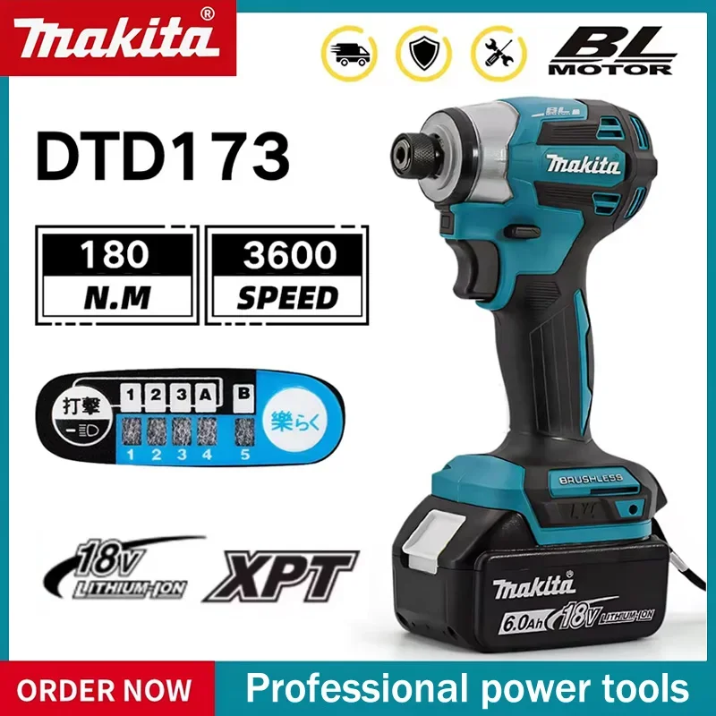 

Makita DTD173 Brushless Electric Screwdriver Auto Repair Impact Screwdriver Batch 220N.m Electric Driver Tools For Makita 18V