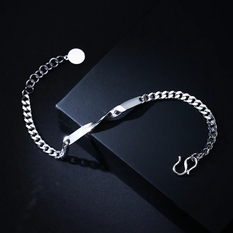 Sterling Silver Color Mobius Charm Bracelets for Lovers Couple Hand Chain Link Original Fashion Jewelry S116
