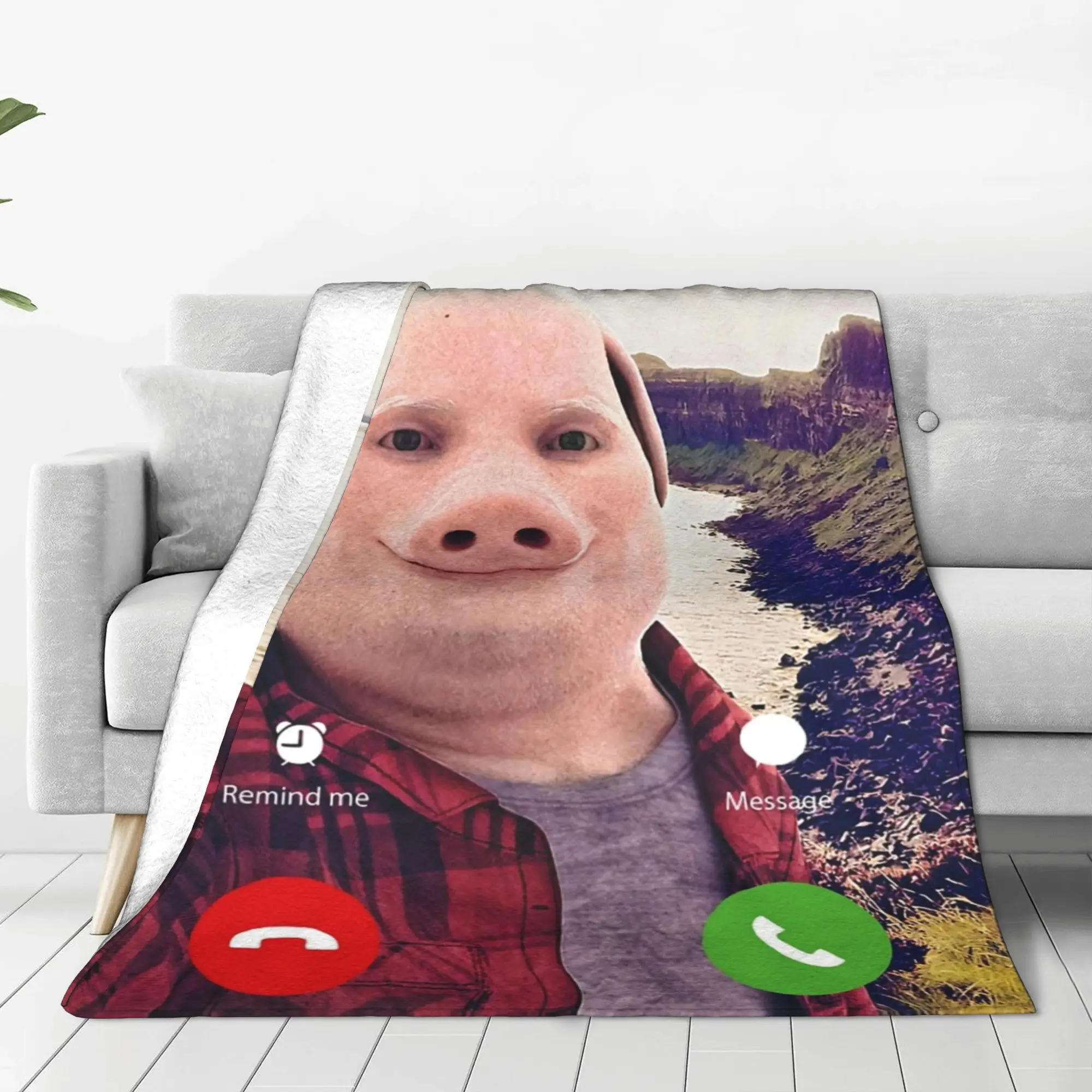 John Pork Is Calling Funny Meme Blanket Super Soft Warm  Throw Blankets for Couch 50x60 Inch Multi-size Rug Piece
