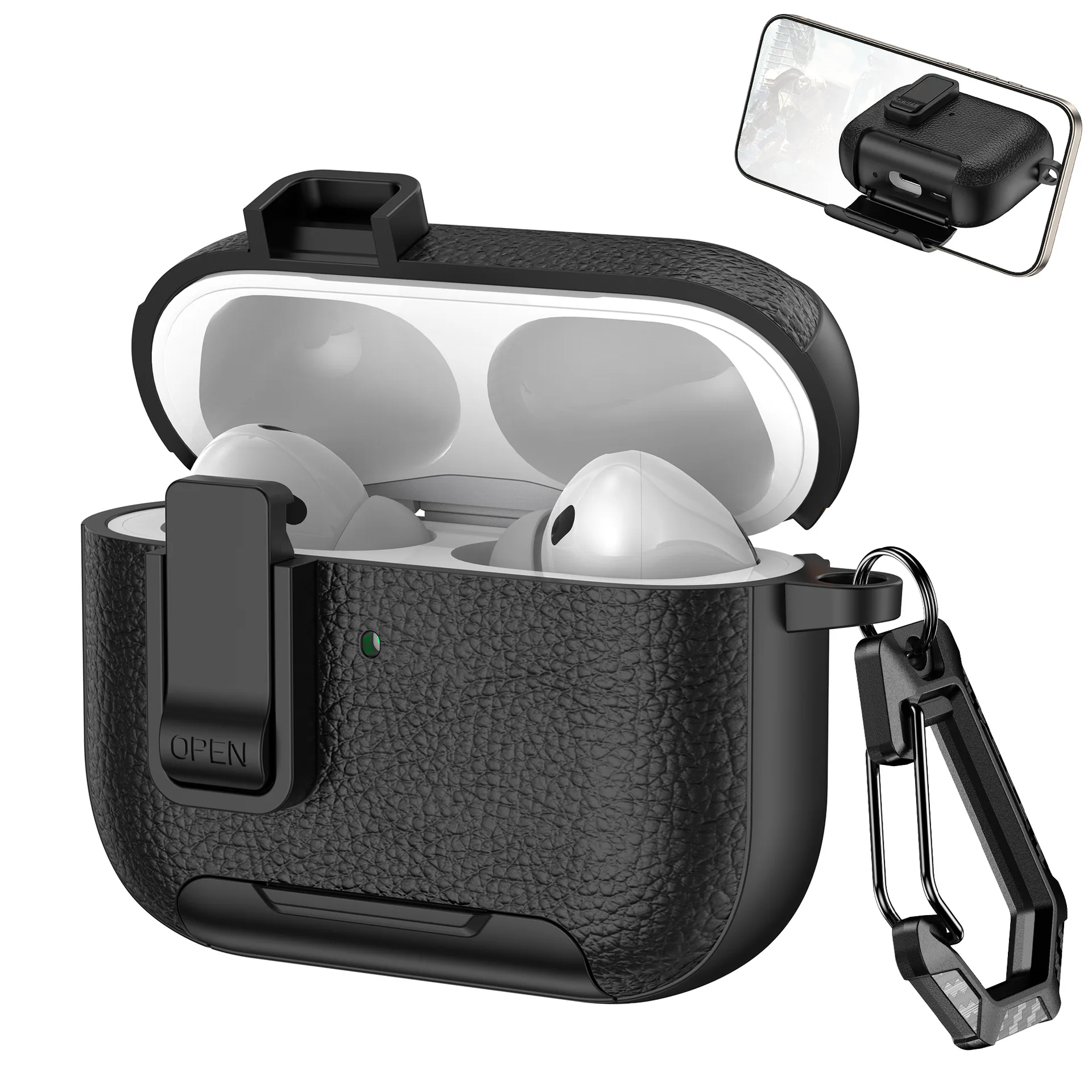 Nuevo Estuche para Auriculares con Textura de Cuero, Compatible con AirPods Pro 2, Estuche Portátil para Auriculares, Compatible con AirPods Pro 3