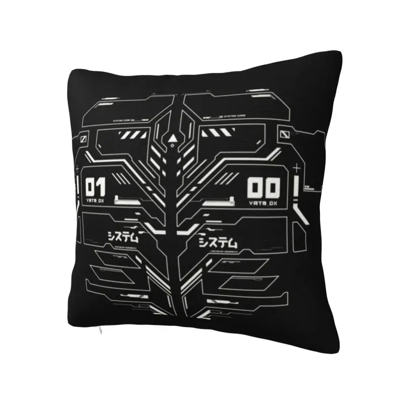 Japanese Techwear Pillow Case 40x40cm for Sofa Future Tech Street Wear Style Modern Cushion Cover Velvet Pillowcase