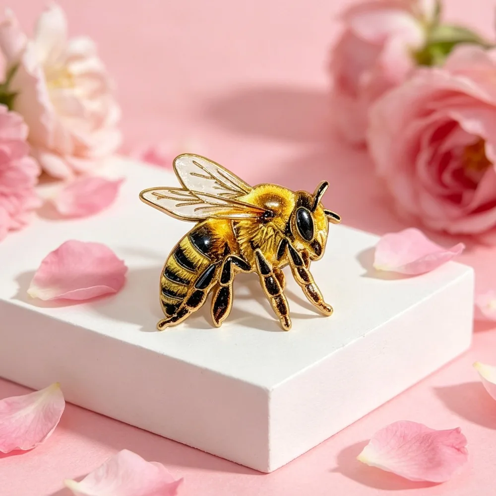 Vintage Emaille-Bienenbroschen-Set, Natur-Cottagecore-Stil Insekten-Anstecknadel, Niedliches Honigbienen-Accessoire für Frauen
