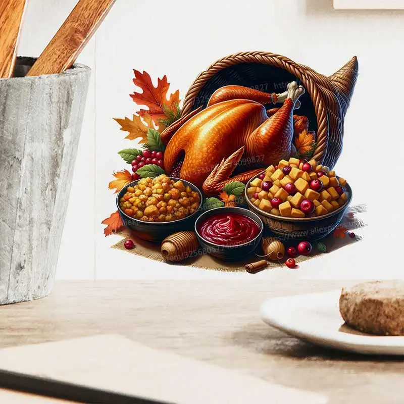 Thanksgiving Cornucopia Wall Sticker Kitchen Decor Living Room Cabinet Refrigerator Home Decoration Decals Stickers S847