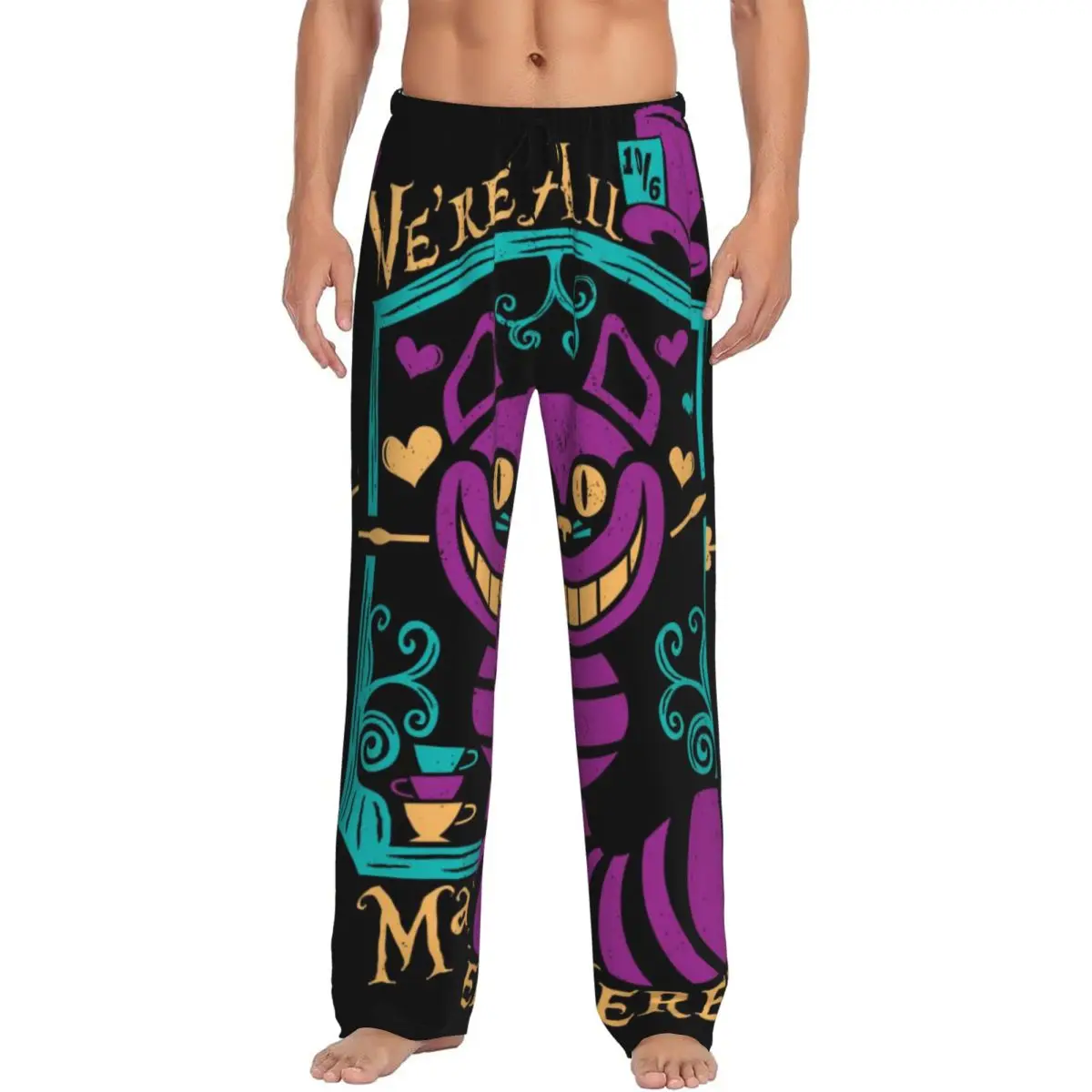 

Men's Alice In Wonderland Cheshire Cat Pajama Pants Custom Print Sleep Sleepwear Bottoms with Pockets