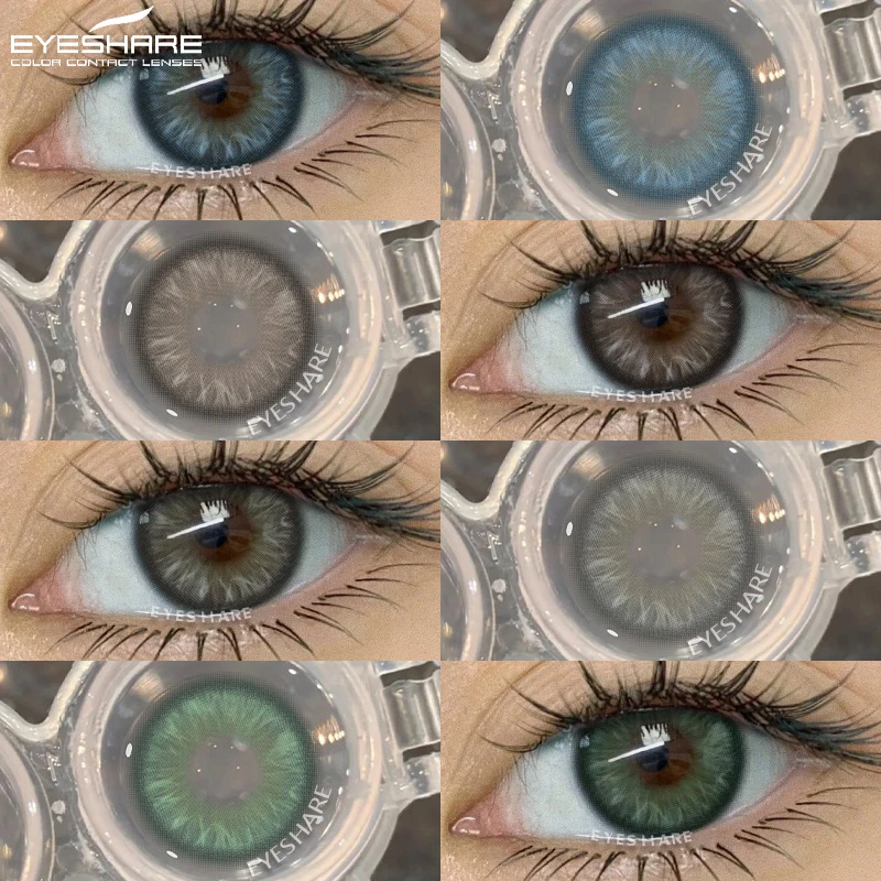 EYESHARE 1 Paar Farbige Kontaktlinsen für Augen, graue Pupillen, natürliche Linsen, große Augen, braune Farblinsen, blaue Augen, grüne Linsen, Make-up