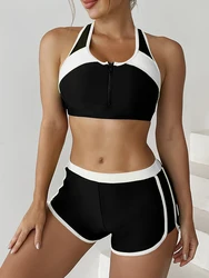 2024 Zipper Bikini Set due pezzi costume da bagno donna con pantaloncini costumi da bagno sportivi costume da bagno femminile abbigliamento da spiaggia estate