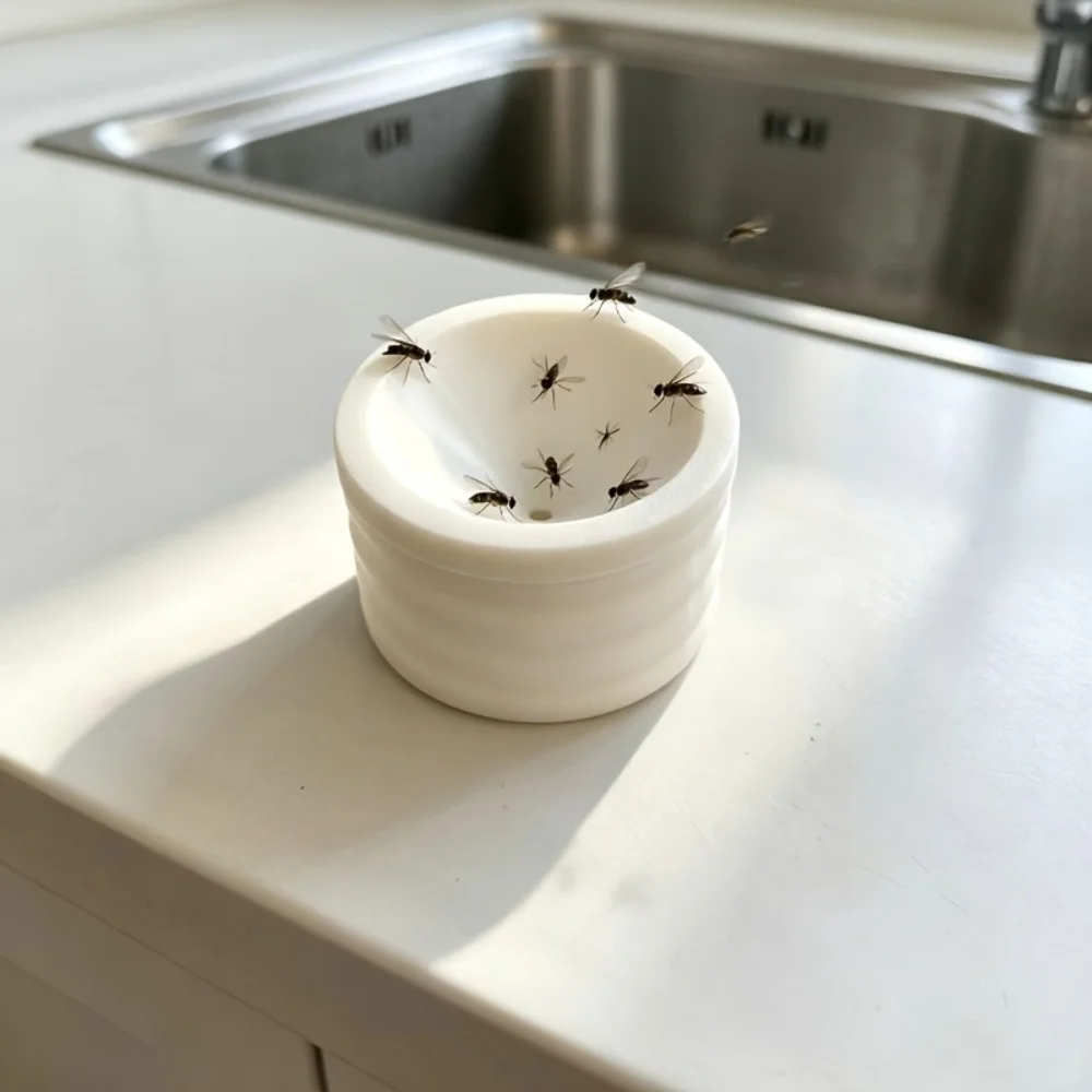 Reusable White Cone-shaped Fruit Fly Trap for Kitchen And Dining Room Non-toxic Easy to Clean Bug Catcher Also Effective for Sma