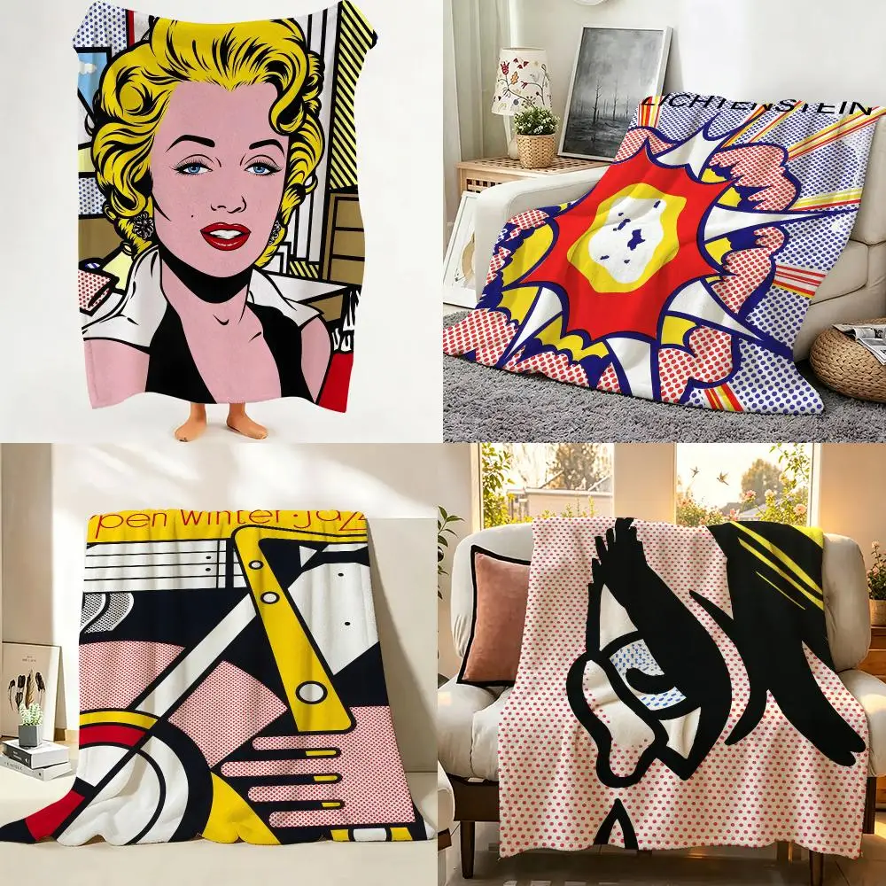 Artist Pop R-Roy Lichtenstein Throw Flannel Throw Blanket Suitable warm for Sofa、Living Room、Bedroom soft