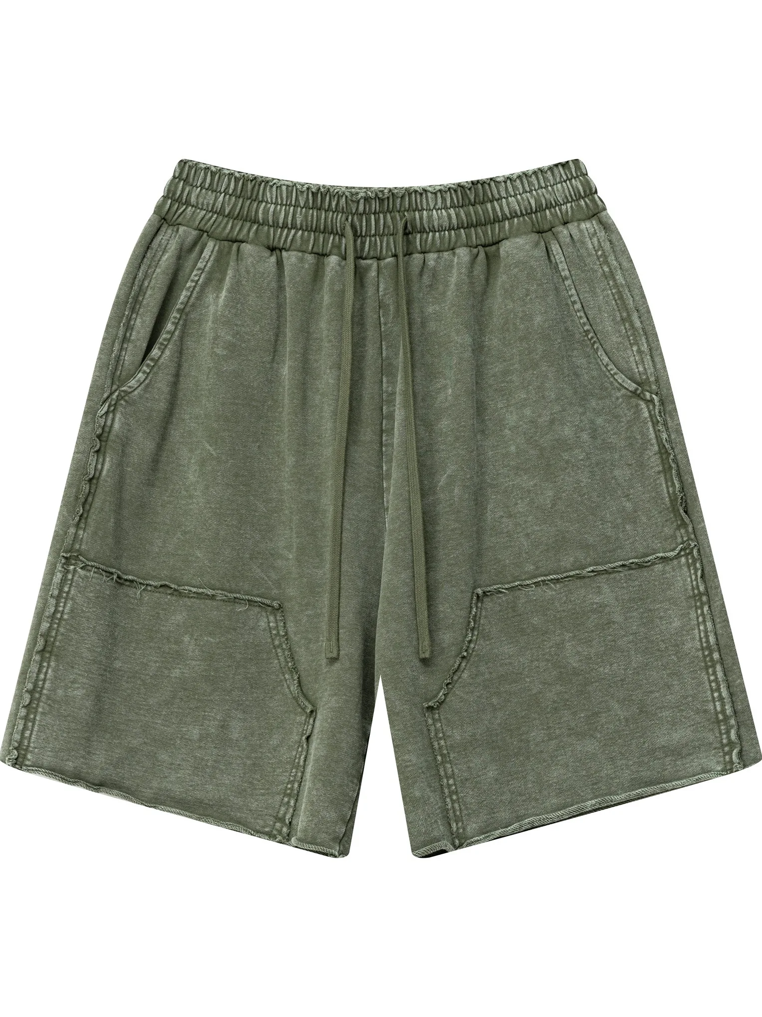 Fashion Trend High Street Retro Distressed Stylish Boy Shorts Youth Popular Loose Casual Elastic Waist Five-Point Shorts