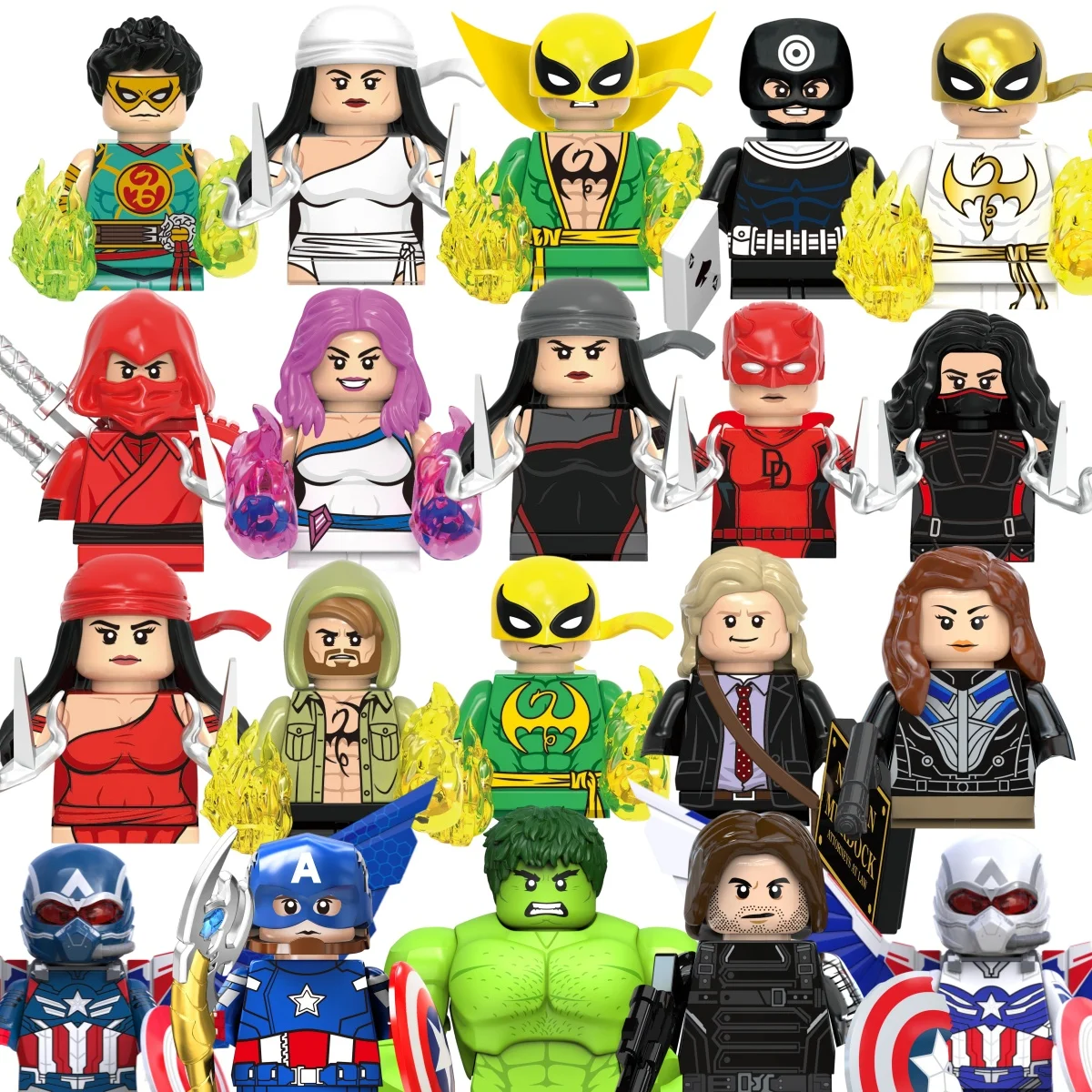 Marvel Elektra Iron Fist classic character building blocks brick toy mini model doll children's holiday birthday gift