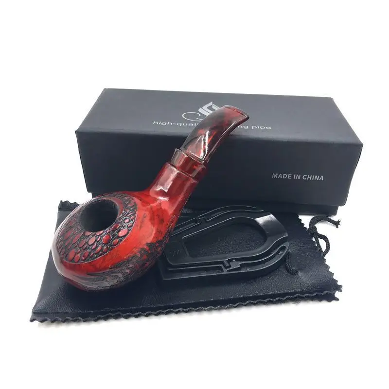 Carved Wooden Tobacco Pipe Bent Type short mouthed Handmade Retro Smoking Pipe 9mm Filter solid wood Pipe Gift for Men