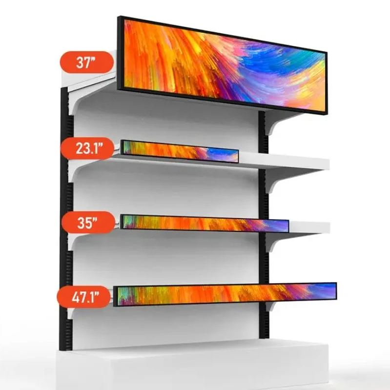 Ultra-Wide 19-88 Inch Digital Signage LCD Display Monitor Stretched Bar Shelf Screen For 21 23 24 28 29 35 48 Inch Displays
