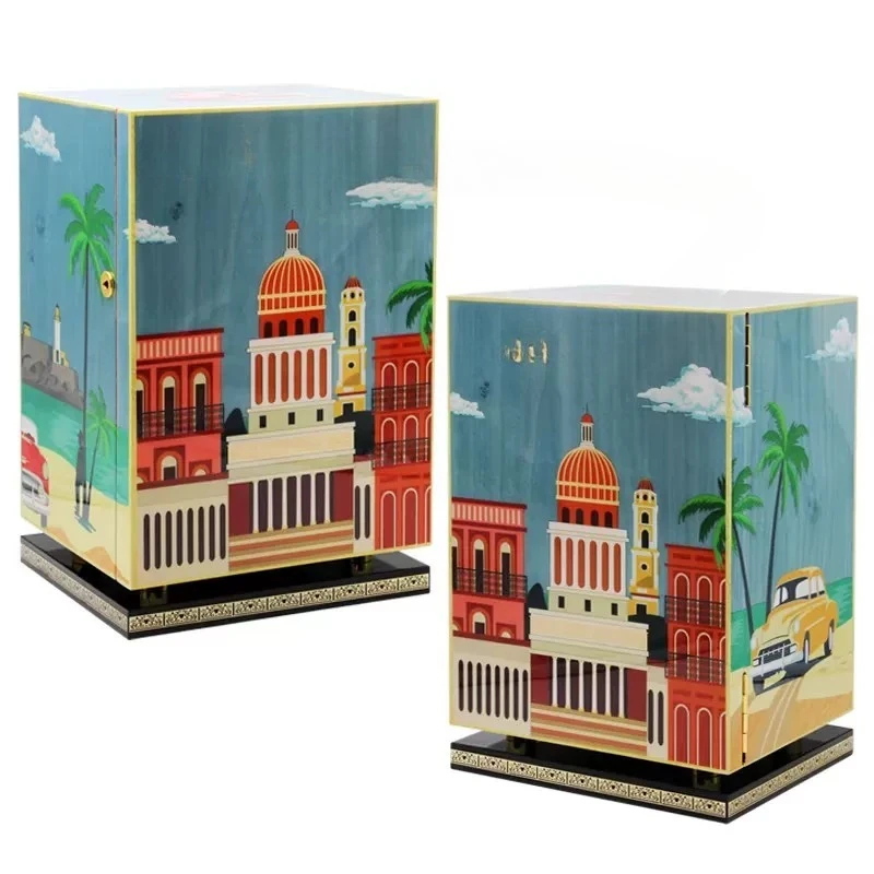 High-end brand Spanish cedar wood cigar cabinet, piano paint with lock Cuban style 3-layer moisturizing