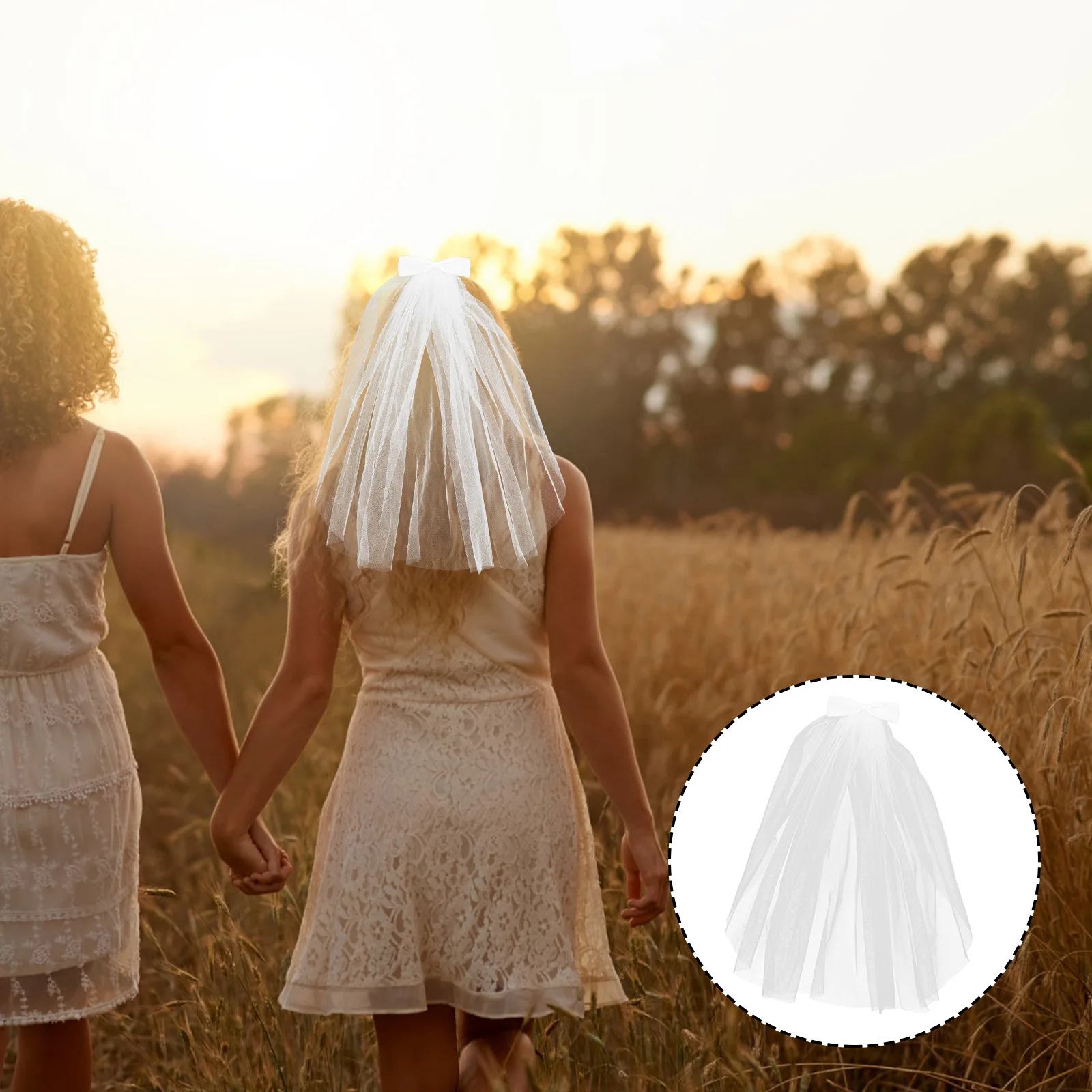 

Wedding Veil Princess Bridal Hair Accessory Elegant Bowknot Kids Photo Prop Decorations Child Party Theater Cosplay