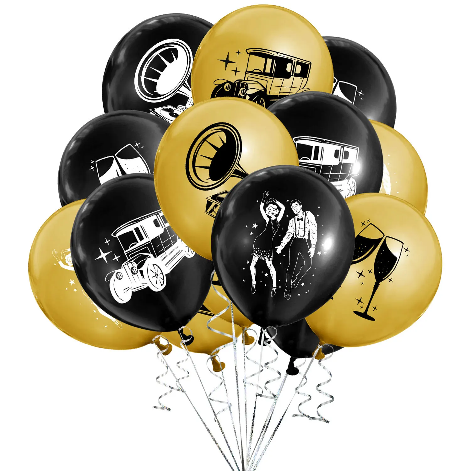 Roaring 20s Party Balloons Vintage 1920s Balloons for 20's Retro Jazz Music Party 1920's Themed Birthday Speakeasy Decoration