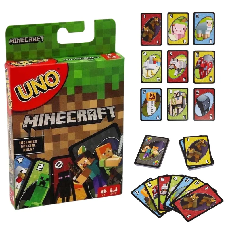 Mattel UNO Minecraft Creative Multiplayer Party Card Board Game Parent-child Interactive Dormitory Card Poker Puzzle Casual Game