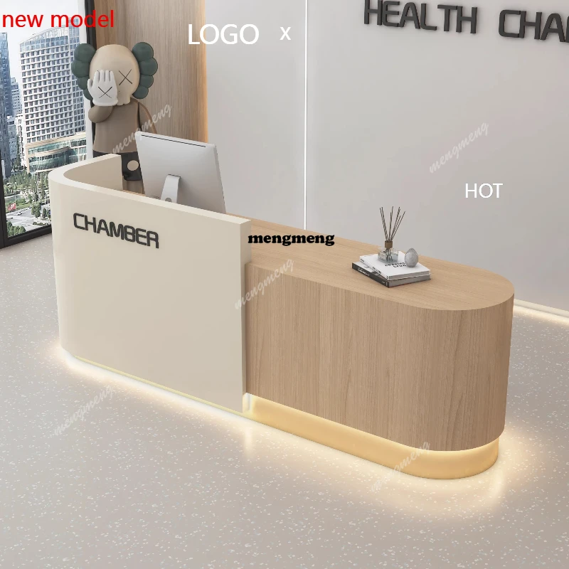 

H132 Deep Storage Front Desk Reception Counter Clinic Long Classic Reception Desks Luxury Business Mostrador Recepcion Furniture