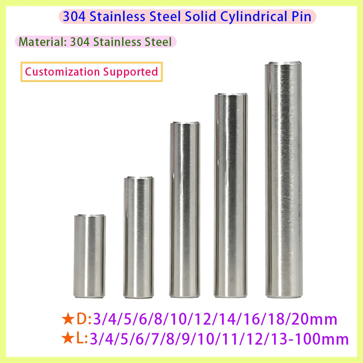 M3 to M20 Size Range For Equipment Positioning Precision Solid Stainless Steel Locating Dowel Shaft,