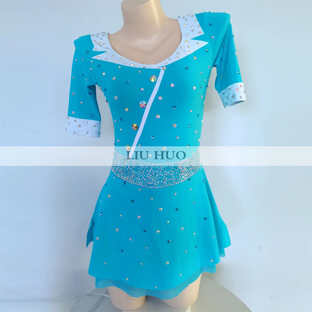 

LIUHUO Ice Dance Figure Skating Dress Women Adult Girl Teens Customize Costume Performance Competition Dance Leotard Blue Roller