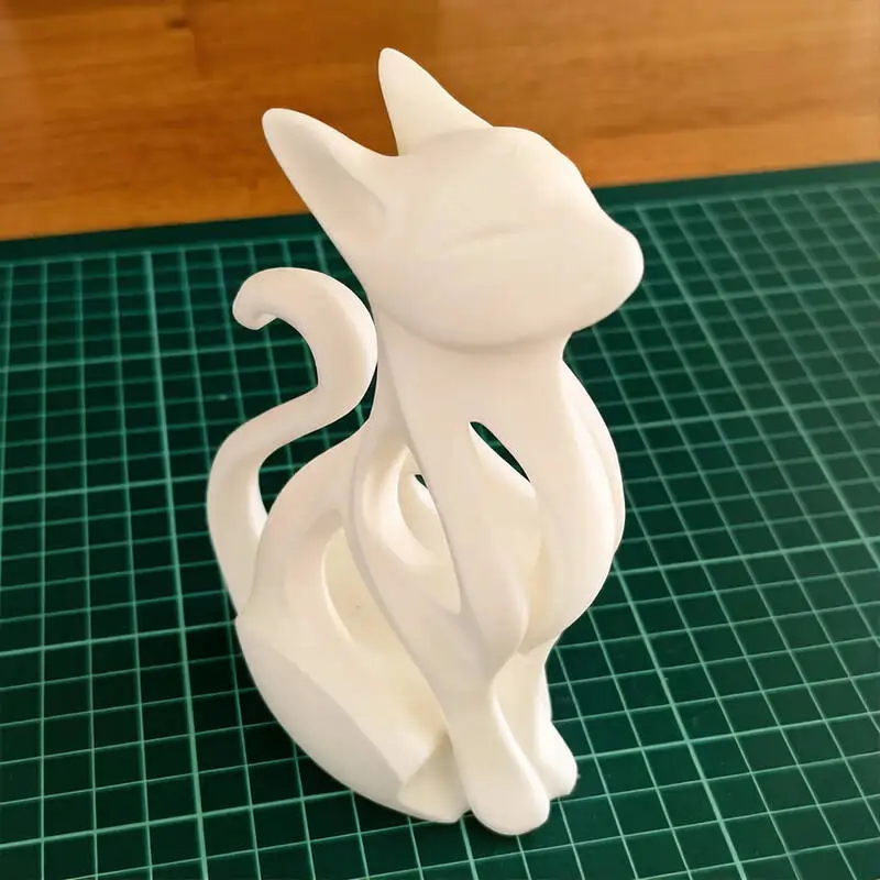 Elegante moderne sitzende Katzen-3D-Druckskulptur, minimalistisches Wohndekor-Ornament, kreatives Geschenk für Liebhaber. – Detail 3
