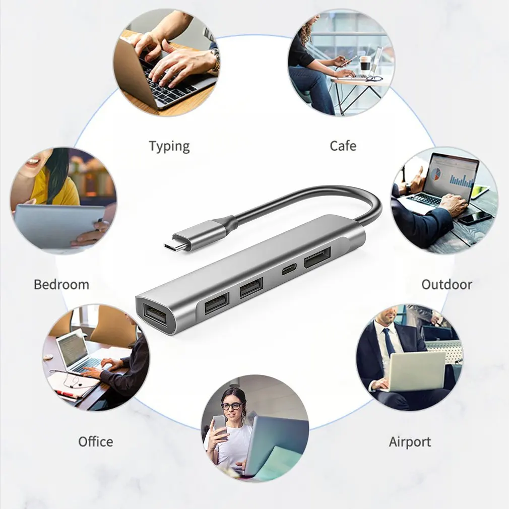 Горячая док-станция-концентратор USB C 5 в 1, адаптер USB C к порта дисплея типа C к USB2.0 PD, многопортовая док-станция-концентратор для настольного ноутбука