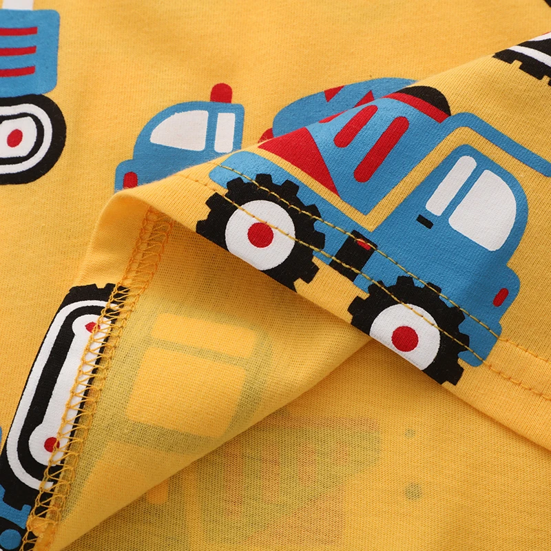 SAILEROAD 2024 Summer Yellow T Shirt Cotton Short Sleeve Cartoon Excavator T-shirts Kids Tee Girl Tops Boys Children Clothes