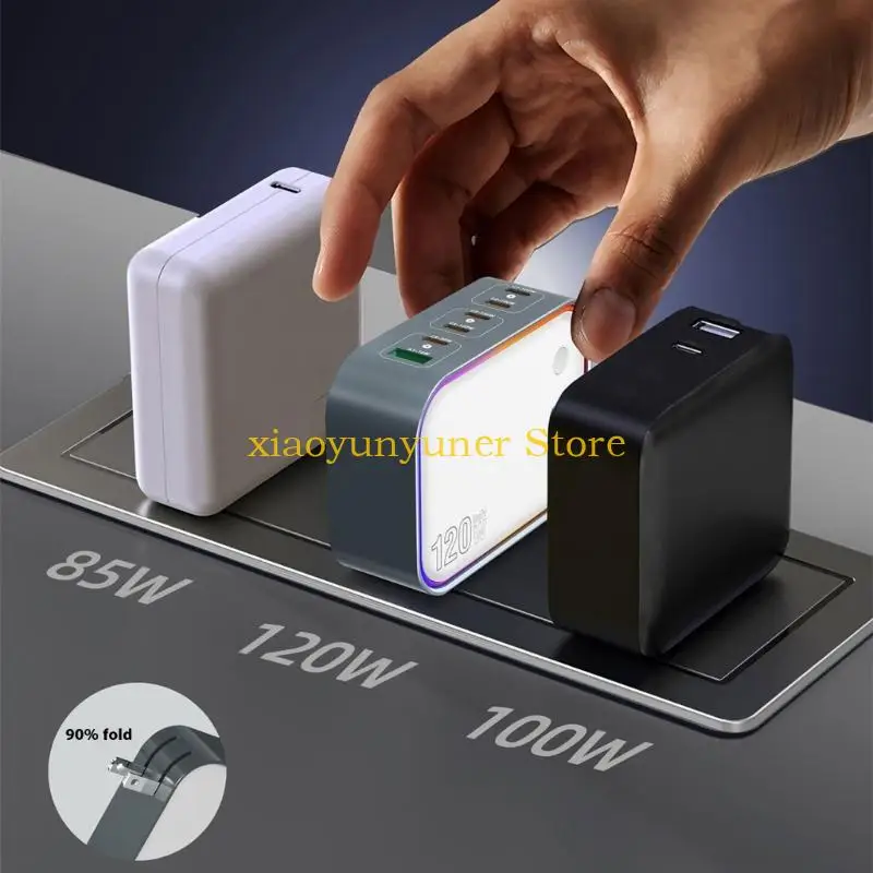 P9JB 120W Fast Charging Adapter 6 Port Desktop Charging Head Wall Charging Block Plastic Texture for Multiple Devices