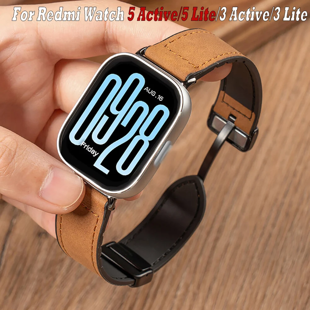 Leder-Silikonarmband für Redmi Watch 5 Active/5 Lite 22 mm Smart Watch Magnetarmband für Redmi Watch 3 Active/3 Lite Band