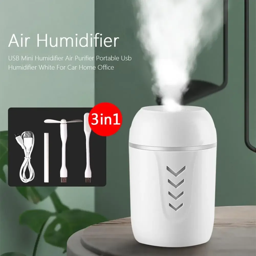 3 in 1 USB Mini Aromatherapy Humidifier Air Purifier - Portable USB Humidifier with Lamp Fan for Car Home Office Air Conditioner