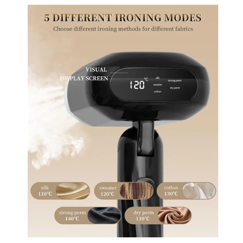 

-ESTR For QUICK Wrinkle Removal Steamer For Clothes, NEW 2-In-1 Iron & Steamer With 5 Temperature Grades LED Display US