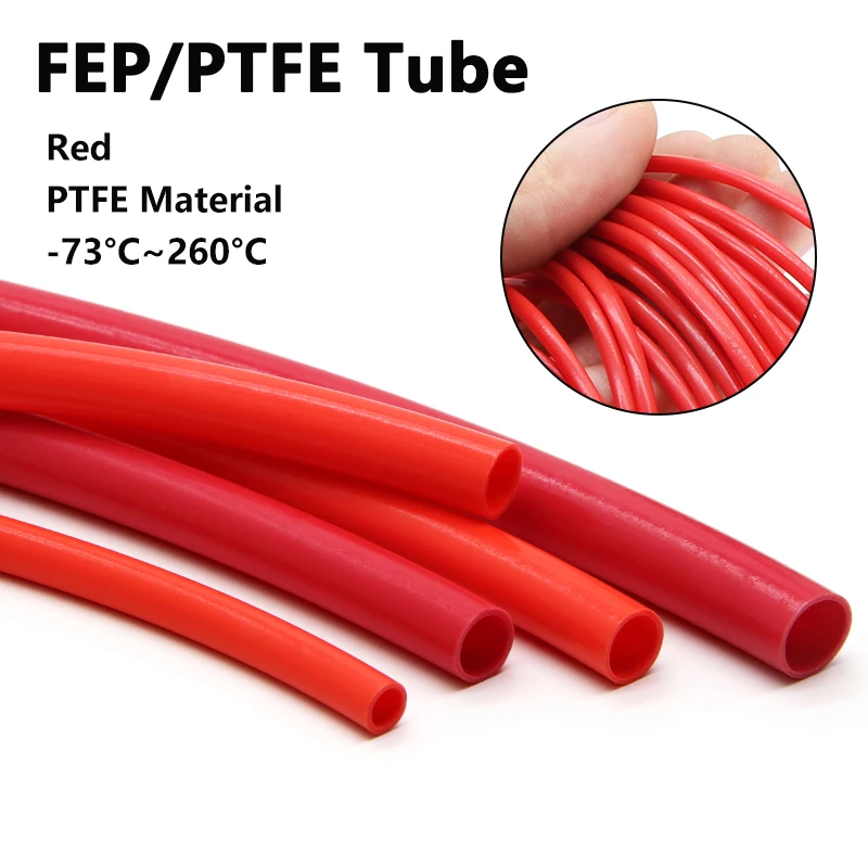 3/5M Red PTFE Tube Diameter 1/2/2.5/3/4/5/6/7/8/10mm High Temperature Insulated Extruder J-head Rigid Pipe 3D Printer Parts