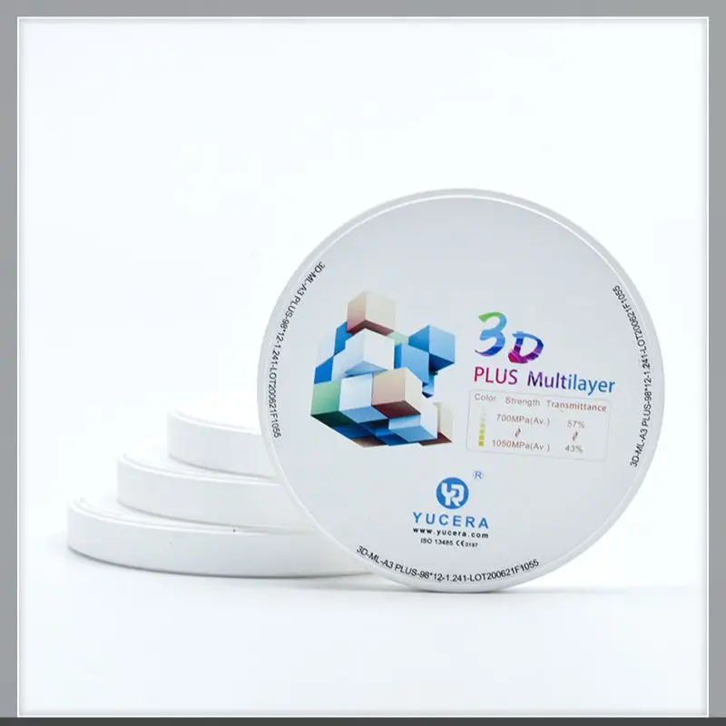 

Yucera 3D-Pro Multilayer High Strength Esthetic 98*22mm 98*25MM Dental Zirconia Block For CAD CAM