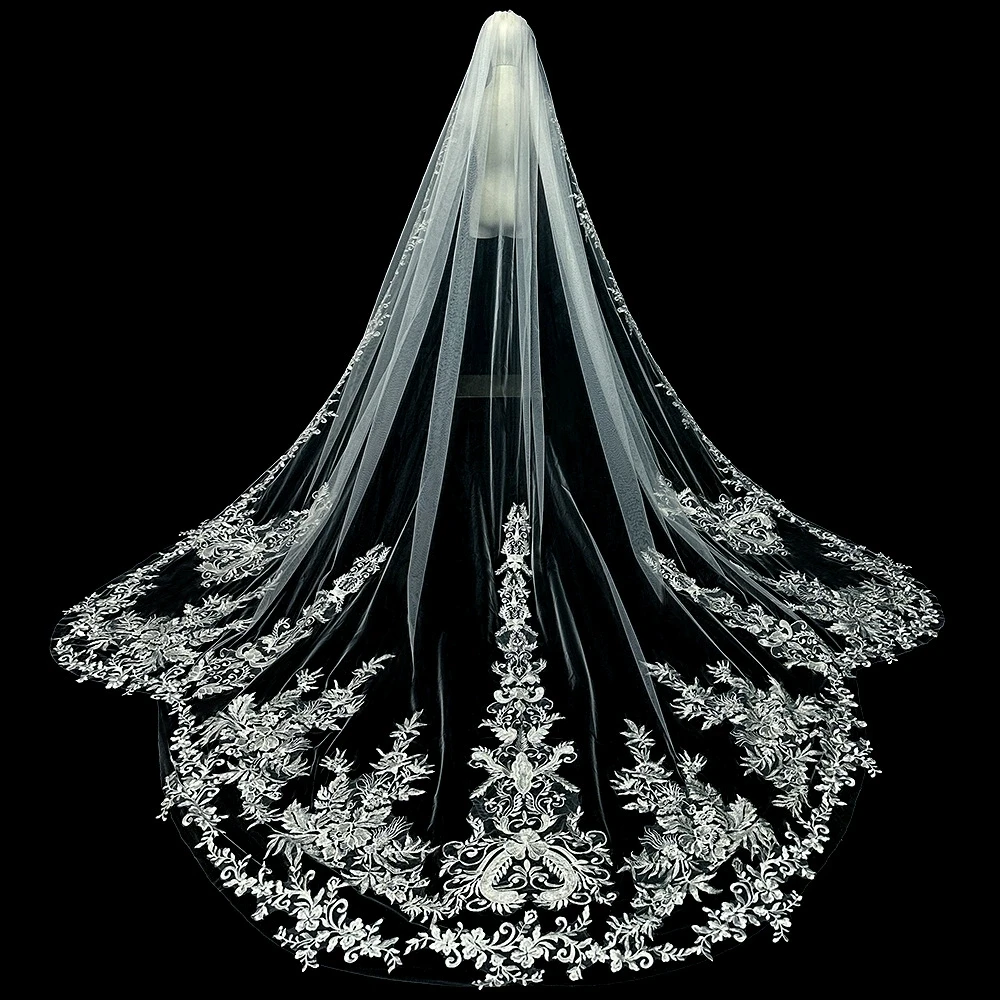 

White Ivory Long 3M 4M 5 M Cathedral Wedding Veil Bride Veil With Comb Bridal Veils Wedding Accessories velo de novias