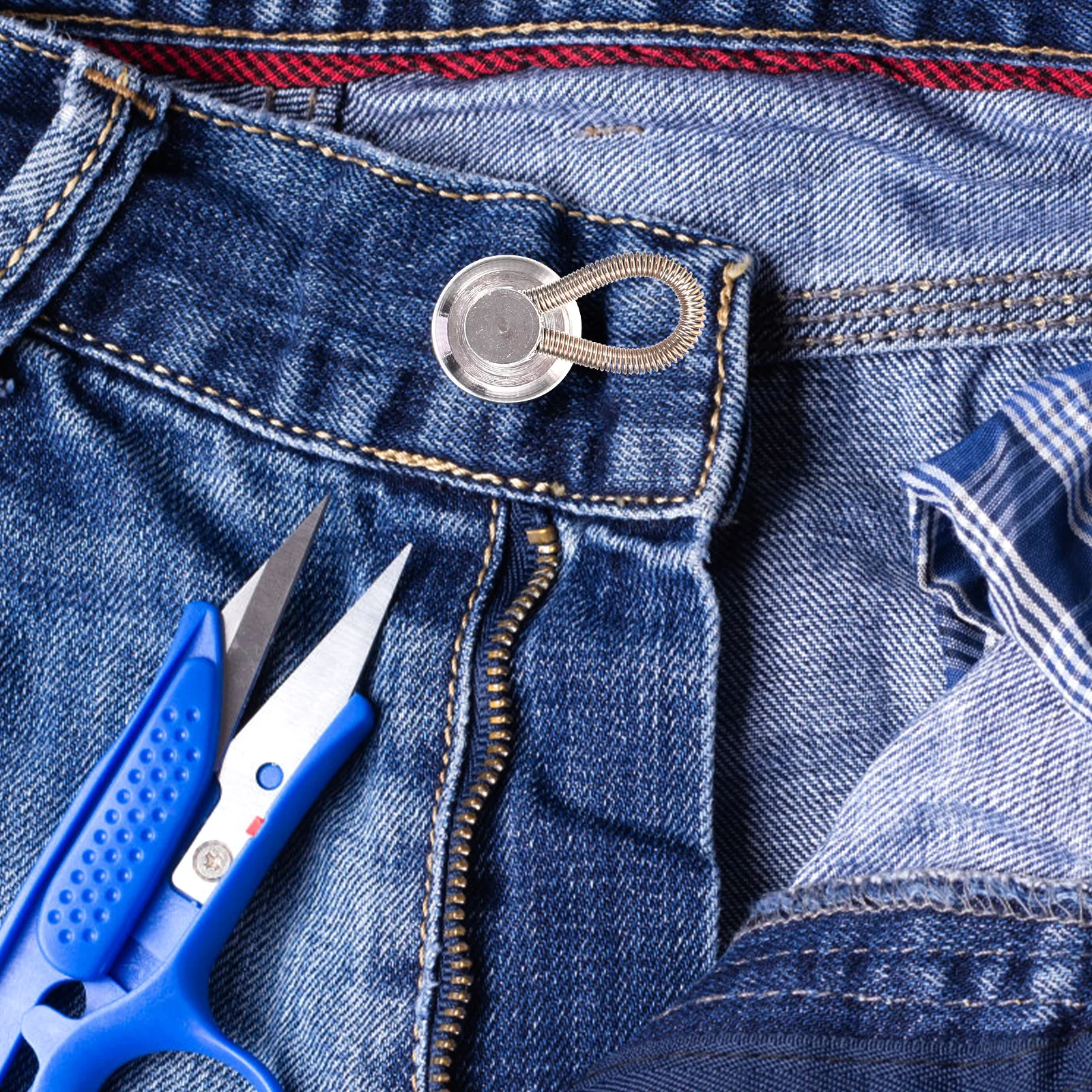 

10Pcs Elastic Waistb Extender Adjustable Spring Buckle DIY Pants Jeans Skirts Stretch Button Lightweight Durable Party Supplies