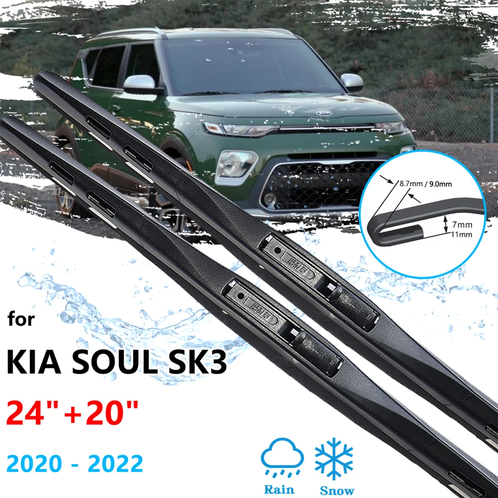 

2x For Kia Soul SK3 2020 2021 2022 MK3 Winter Wiper Blades Rubber Windscreen Windows Cleaning Replacement Car Accessory 24" 20"