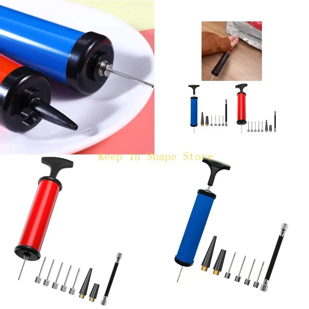 

U1JC Sports Balls Air Pumps Hand Inflator Kits with Needle, Nozzle and Extension Hose for Soccer Football Volleyball