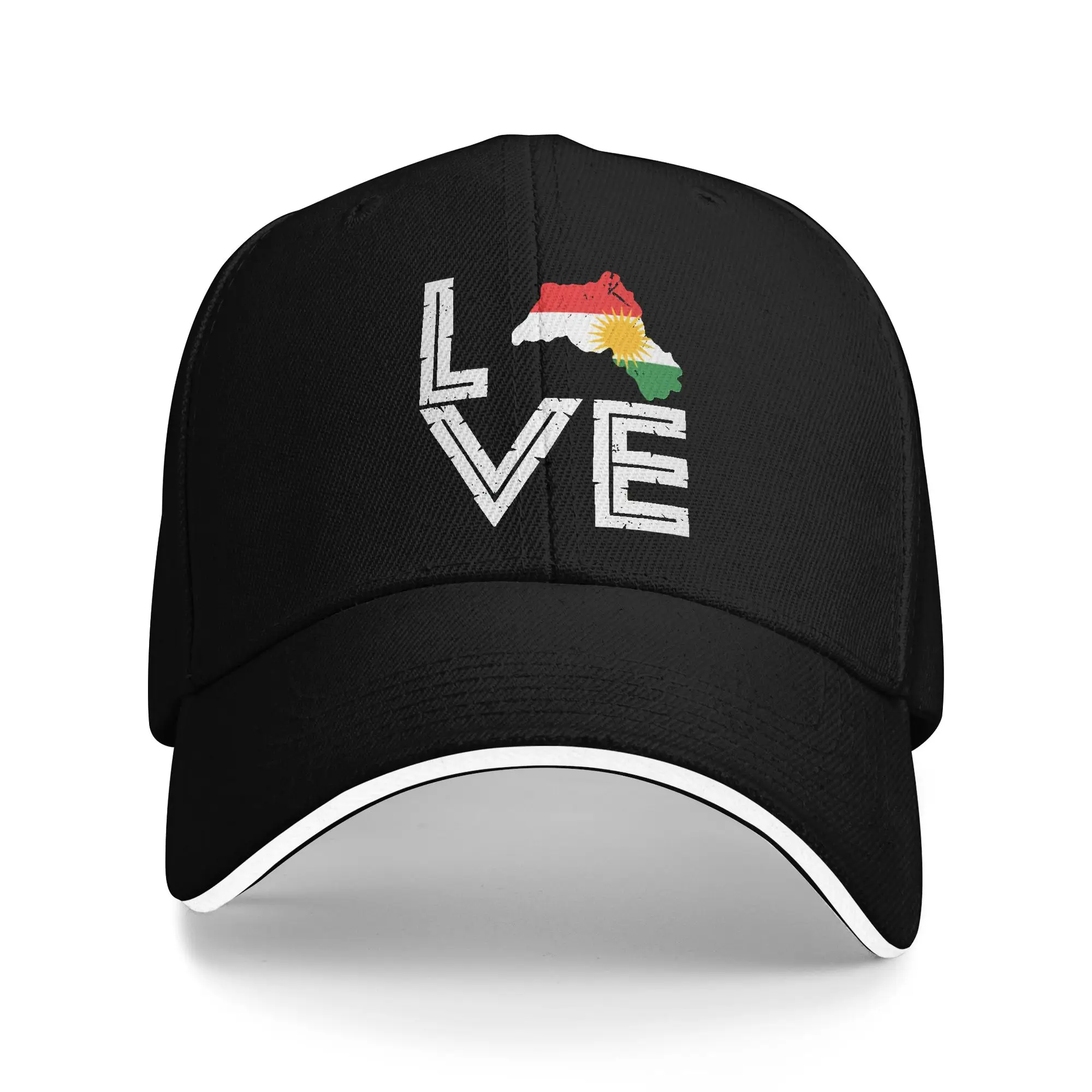 Kurdish Sun Flag Kurdistan Heart Baseball Cap Merch Fashion  Sun Cap For Unisex Casual Headewear  Adjustable Fit