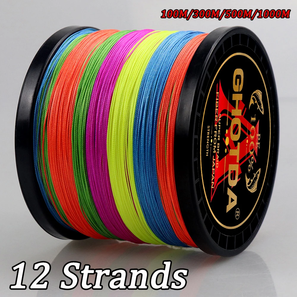 12Strand 1000-100M Braided Fishing Line Saltwater Freshwater Weave Extreme Pesca PE Multifilamento Fly Carp Fishing Tool