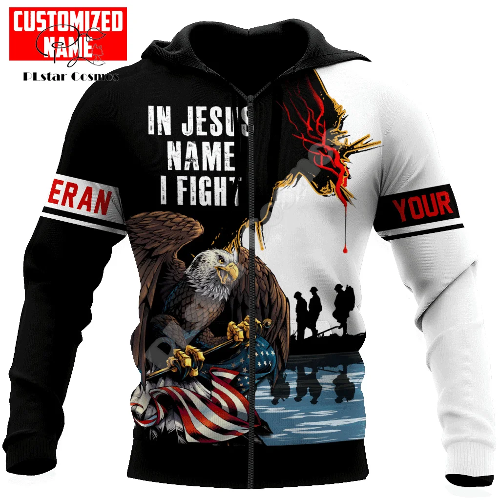 Custom Name Army Military Veteran Soldier Camo Eagle Long Sleeves Tracksuit 3DPrint Pullover Streetwear Casual Jacket Hoodies 20