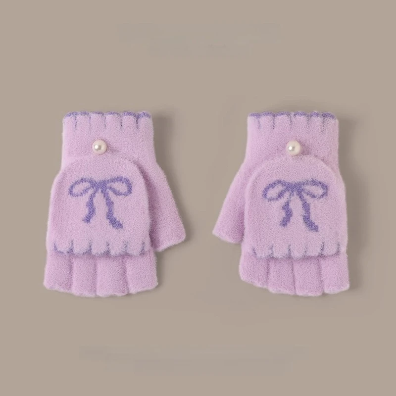 

Женские зимние перчатки с полупальцами для верховой езды. Теплые и морозостойкие толстые и милые студенческие перчатки с открытыми пальцами.