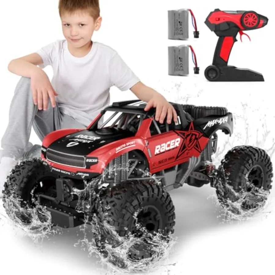 

RC Trucks 4x4 Offroad Waterproof 1:12 Scale Large Amphibious Remote Control Car Dual Motors Crawler Vehicle with 2 Rechargeable