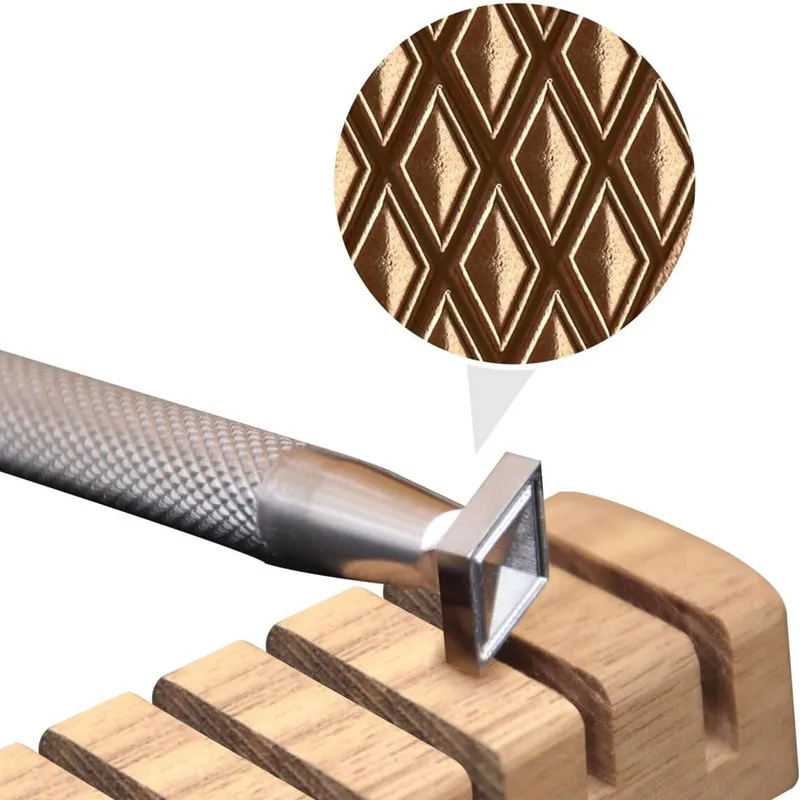 

Rhombus Arabesque Stamp Set 8x16/6.5x13.5/5x10.5/4x7mm - 304 Stainless Steel Modular Mold for Leathercraft DIY