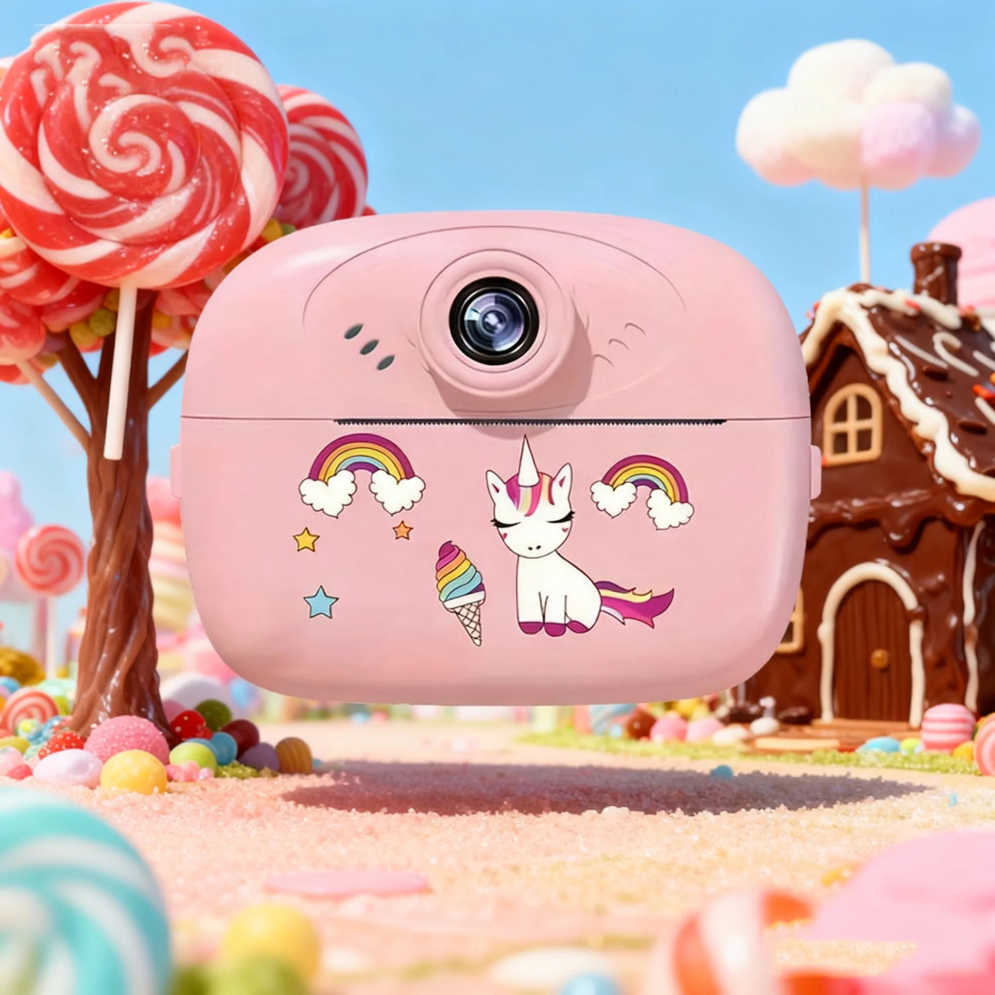 Fotocamera Digitale Istantanea per Bambini con Stampa Termica di Etichette, Regalo di Compleanno per Ragazze e Ragazzi con 2 Rotoli di Carta per Stampante