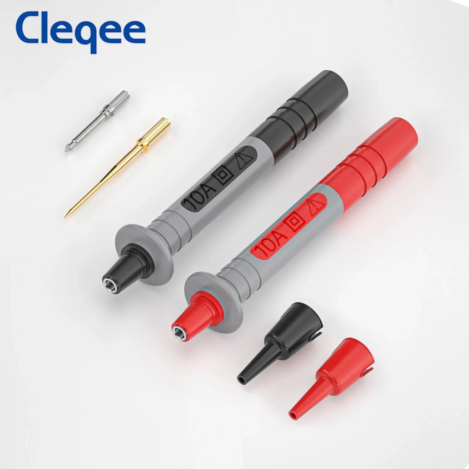 Cleqee-multímetro P8003 de 12 piezas, Pluma de sonda de prueba con agujas gruesas reemplazables de 2mm, clavijas afiladas chapadas en oro de 1mm,