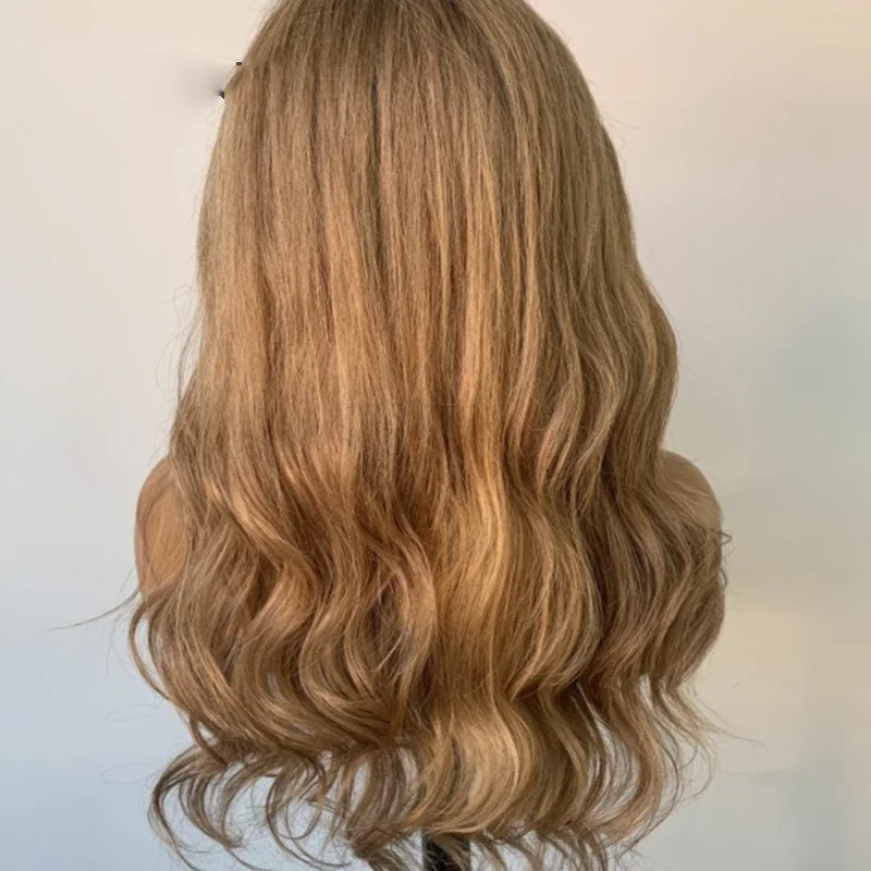 Peruca de onda do corpo do cabelo humano, Ombre Brown, laço HD, cabelo europeu pré-arrancado, cabelo humano pré-arrancado, base de seda, 5x5, 24in